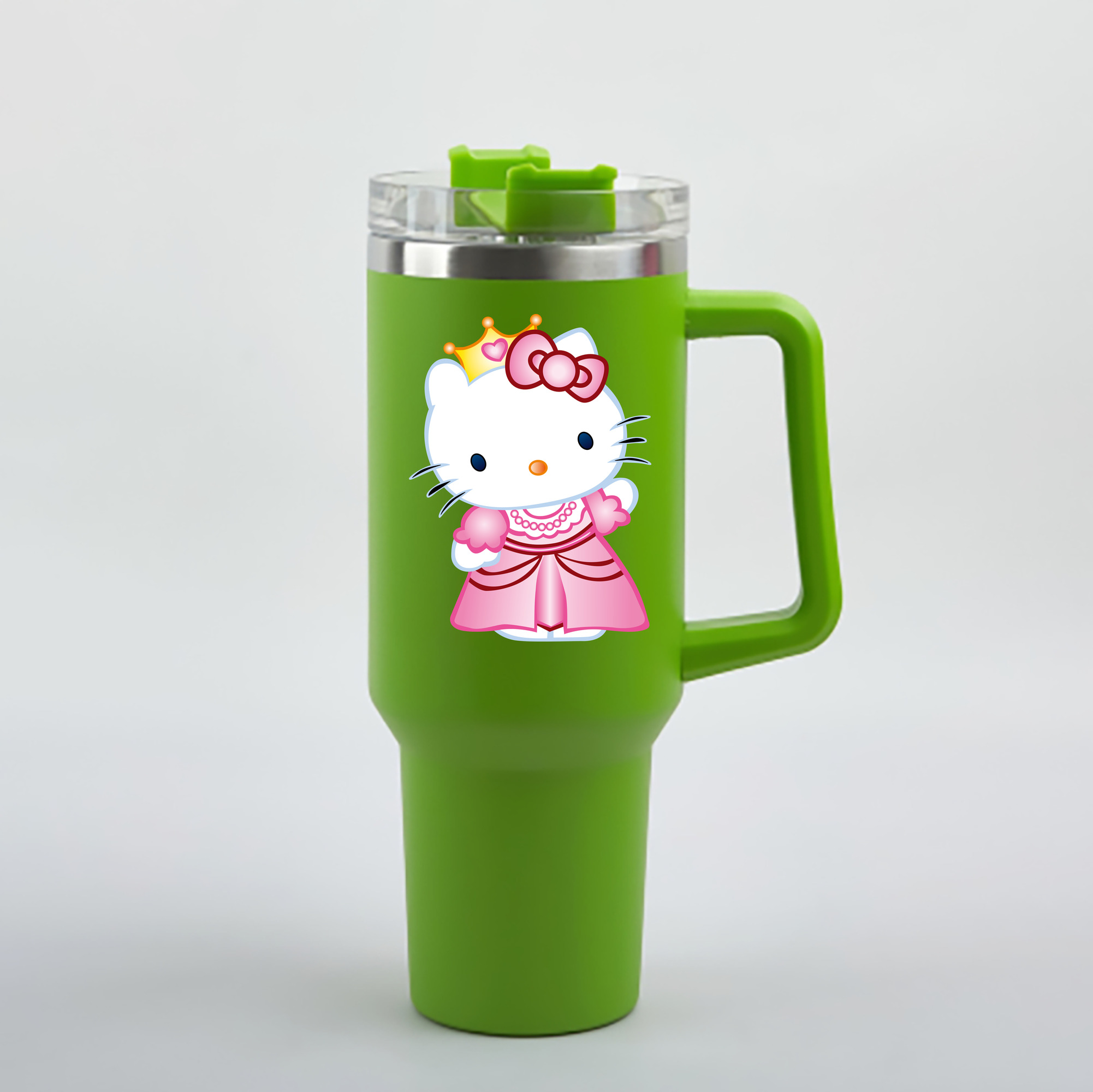 （画像用） Hello Kitty ハローキティ 1200mL車用タンブラー - クリスタルステッカー（プラスチックストロー付き）